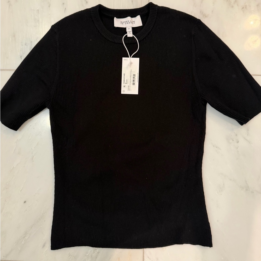 Derek Lam Black Short Sleeve Knit Top